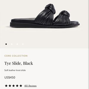 Dear Frances Black Knotted Leather Slide Sandals